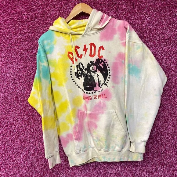 AC/DC Highway to Hell Album Rock Band Tie Dye Hoodie Large - Picture 3 of 4